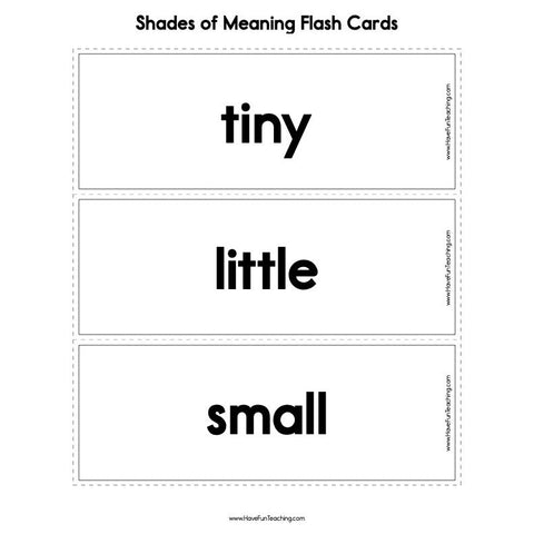 Shades of Meaning Flash Cards