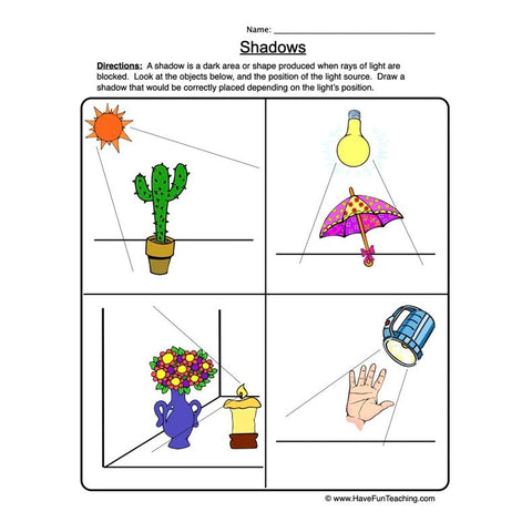 Shadows Worksheet