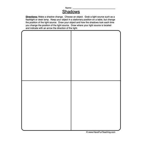 Shadows Worksheet 3