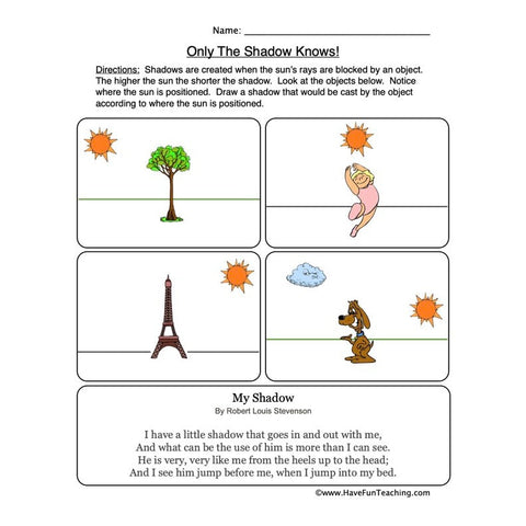 Shadows Worksheet 4