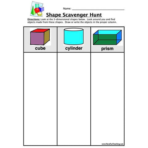Shape Scavenger Hunt Worksheet