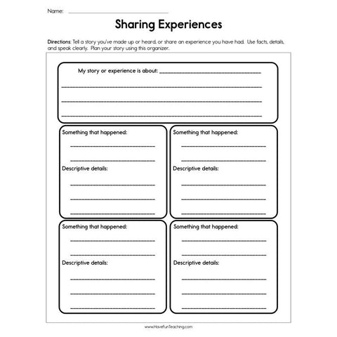 Sharing Experiences Worksheet