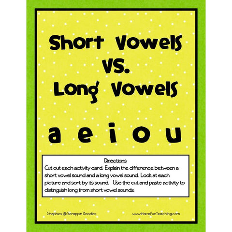 Short and Long Vowels Matching Game