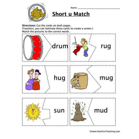 Short U Matching Worksheet