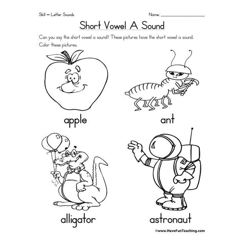 Short Vowel Letter a Sound Worksheet