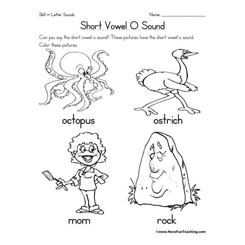 Short Vowel Letter O Sound Worksheet