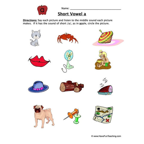 Short Vowel Sounds A Worksheet