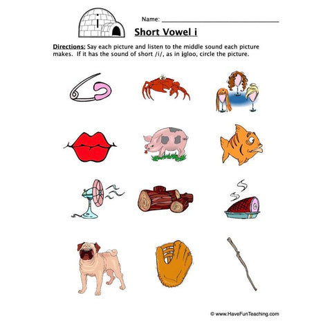 Short Vowel Sounds I Worksheet