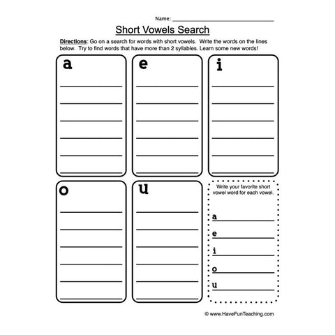 Short Vowels Worksheet 4