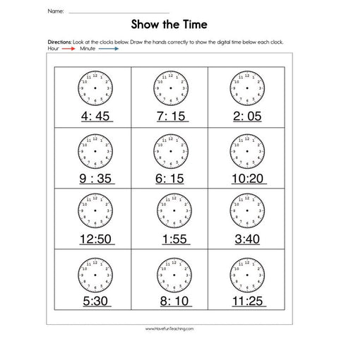 Show the Time Worksheet