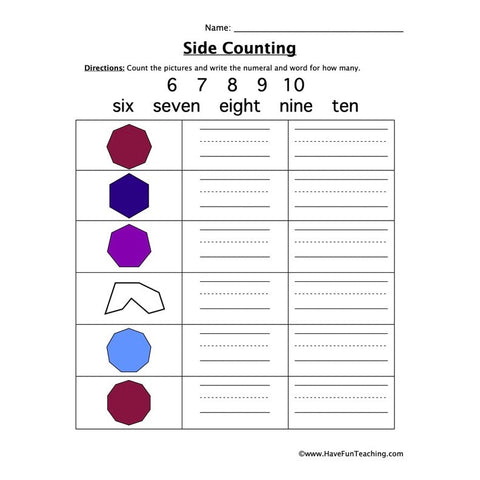 Side Counting Worksheet