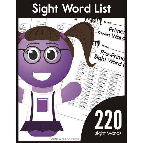 Sight Word Checklist Worksheet