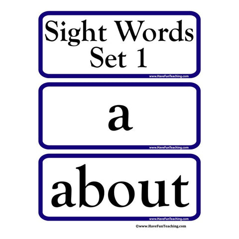 Sight Word Flash Cards