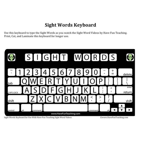Sight Words Keyboard Worksheet