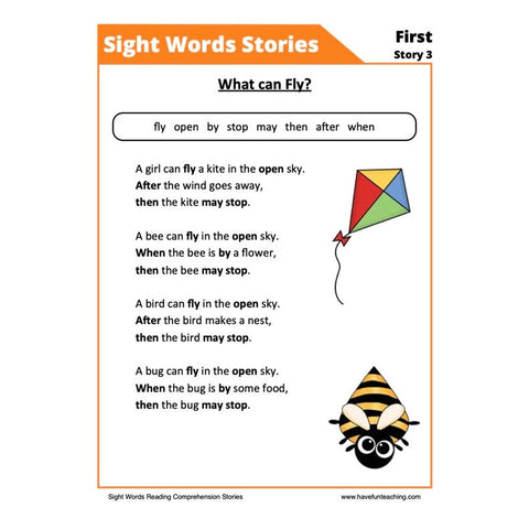 Sight Words Reading Comprehension 13 Worksheet