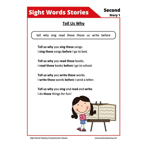 Sight Words Reading Comprehension 16 Worksheet