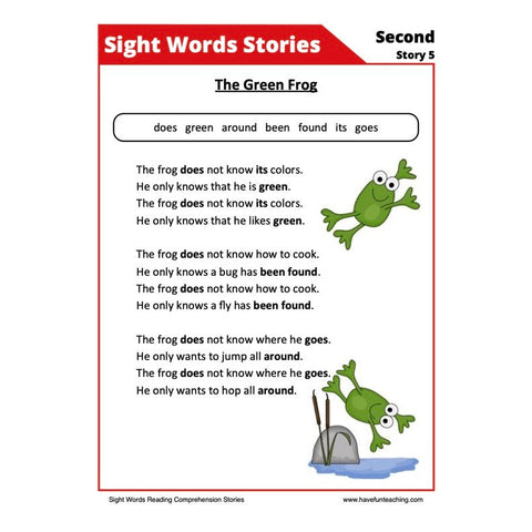 Sight Words Reading Comprehension 20 Worksheet