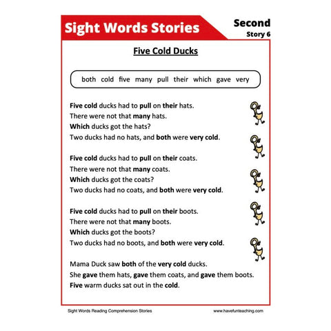 Sight Words Reading Comprehension 21 Worksheet