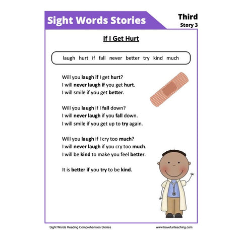 Sight Words Reading Comprehension 24 Worksheet