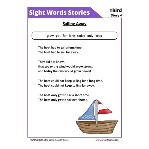 Sight Words Reading Comprehension 25 Worksheet