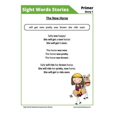 Sight Words Reading Comprehension Worksheet 5