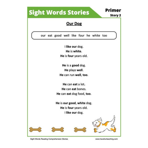 Sight Words Reading Comprehension 6 Worksheet