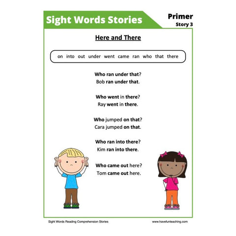 Sight Words Reading Comprehension 7 Worksheet