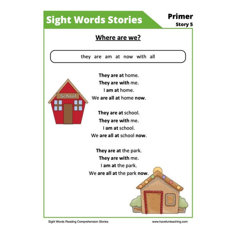 Sight Words Reading Comprehension 9 Worksheet