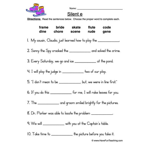 Silent E Worksheet 2