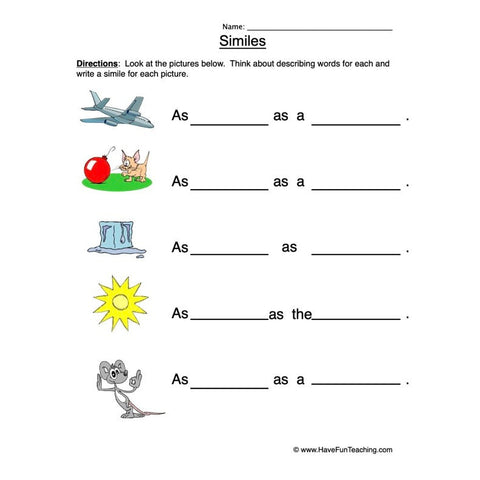 Similes Worksheet