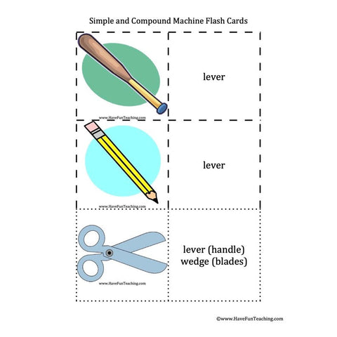 Simple and Compound Machines Flash Cards