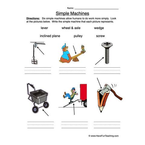 Simple Machines Worksheet