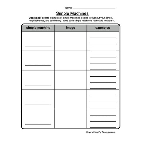 Simple Machines Worksheet 4