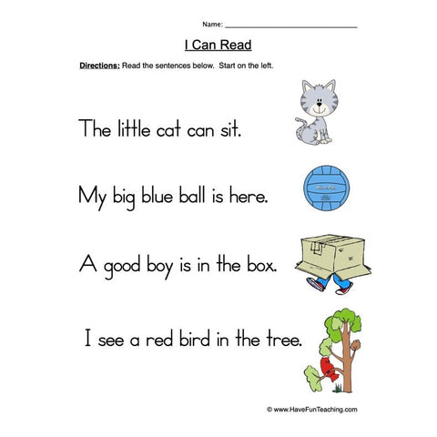 Simple Sentences Worksheet