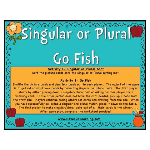Singular Plural Noun Go Fish Game
