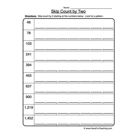 Skip Count Worksheet