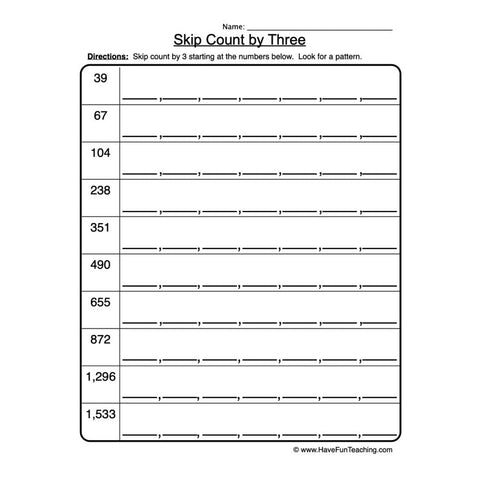 Skip Count Worksheet 2