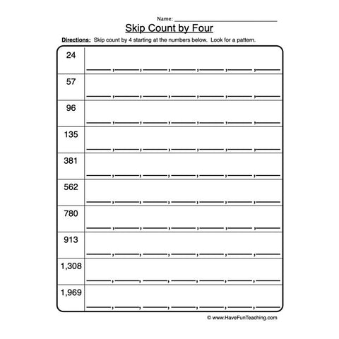 Skip Count Worksheet 3