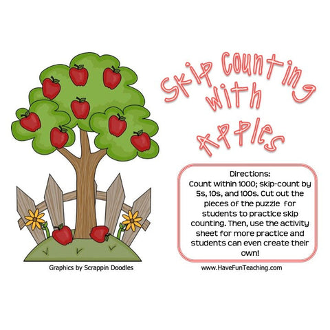 Skip Counting with Apples 5 10 100 Game
