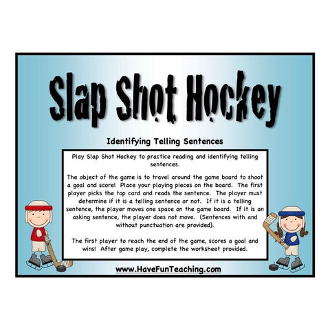 Slapshot Hockey Telling Sentences Game