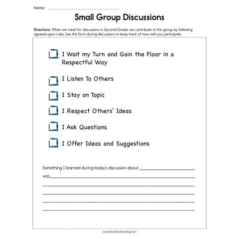 Small Group Checklist Worksheet
