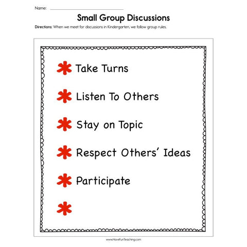 Small Group Discussions Worksheet