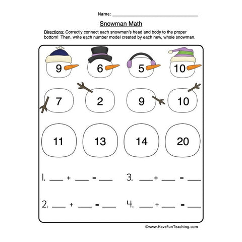 Snowman Math Worksheet