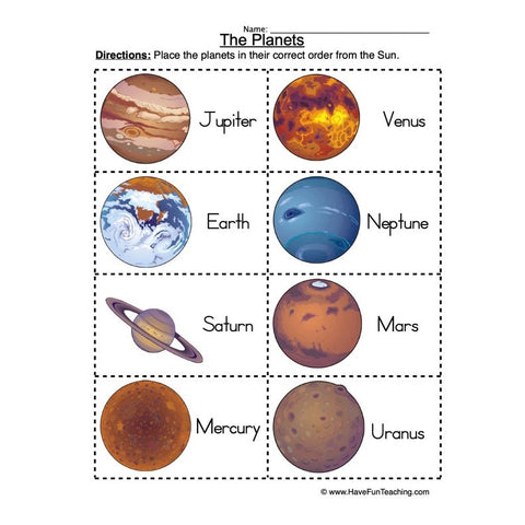 Solar System Worksheet 2