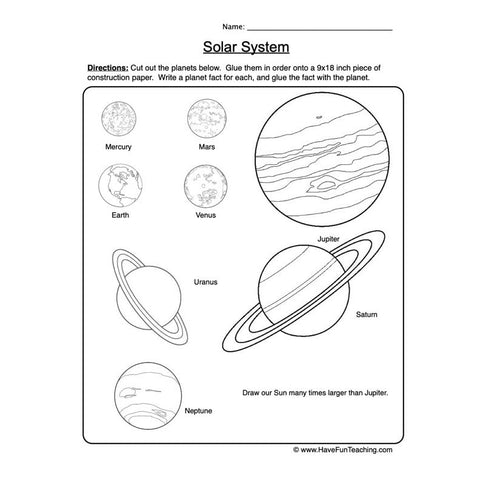 Solar System Worksheet 3