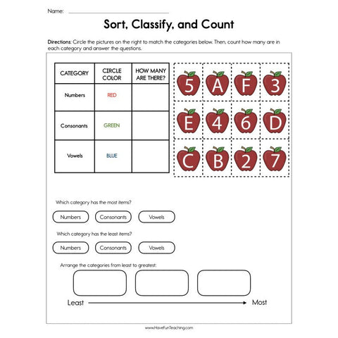 Each Category and Answer the Questions. Worksheet