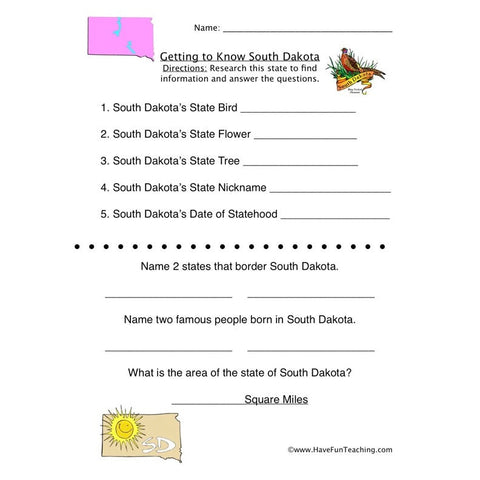 South Dakota Worksheet