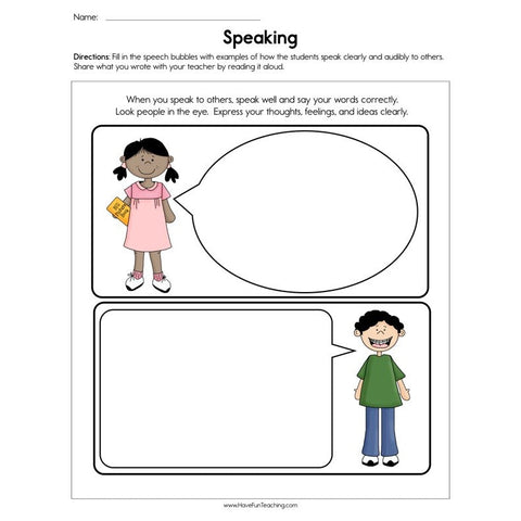 Speaking Worksheet