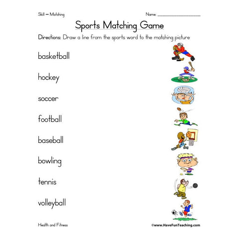 Sports Matching Worksheet