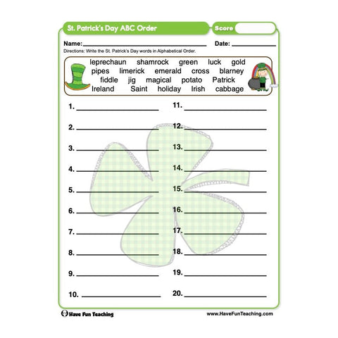 Alphabetical Order Worksheet 53